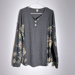 COPY - *💙 3 for $15* Grey and floral long sleeve top
